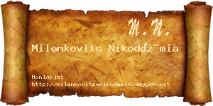 Milenkovits Nikodémia névjegykártya